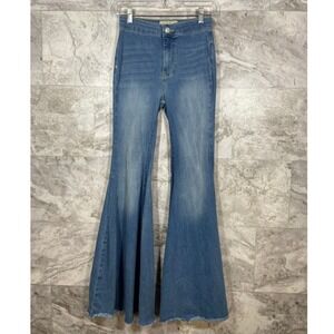 Free People Just Float On Flare Leg Jeans Sz 24 R Blue Light Wash Boho Denim
